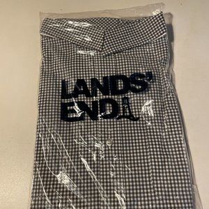 Lands' End Men's Straight Collar Stretch Shirt - Size XXL, Black/White Check